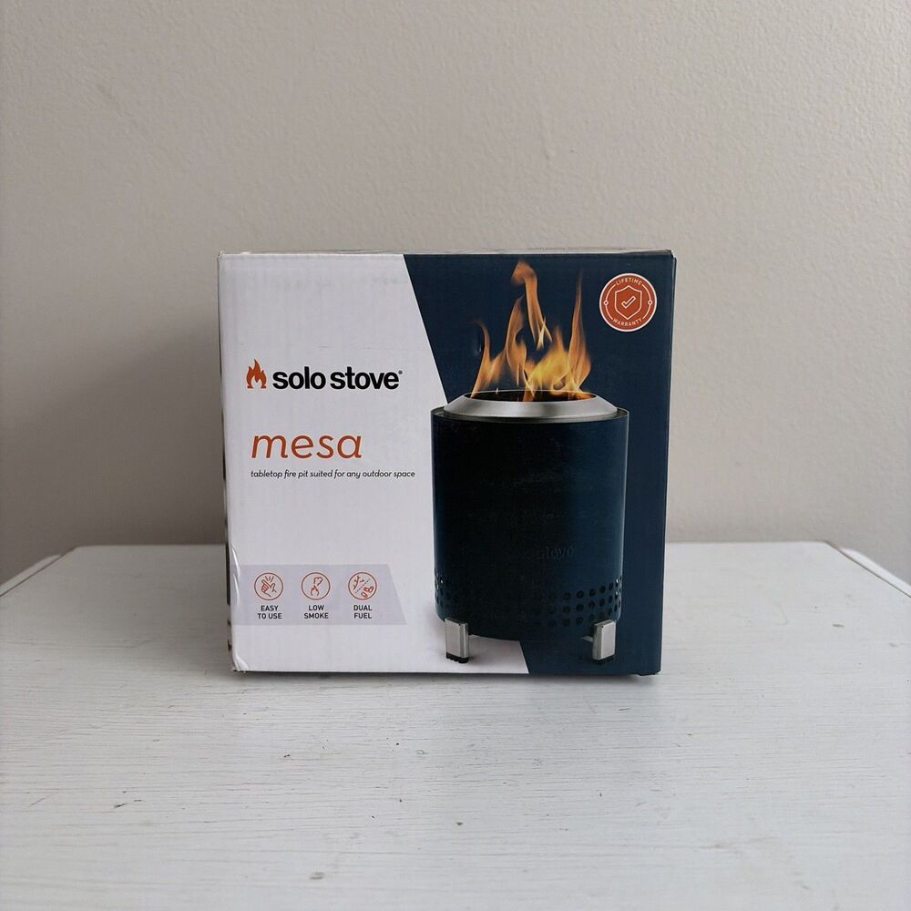 Solo Stove Mesa Smokeless Tabletop Fire Pit with Stand Stainless Steel NIB Blue